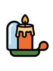 Obraz premium Stylized illustration of a lit candle in a holder.
