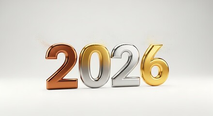 New year 2026 concept with metallic numbers