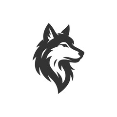 Striking minimalist wolf head design offers a strong, modern emblem for branding and creative projects