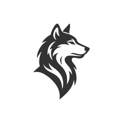 Striking wolf head logo embodies strength and resilience making it ideal for brand identity design