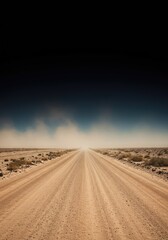 Fototapeta premium A lonely, dusty dirt road stretches endlessly across arid terrain, symbolizing a challenging journey or intense, long-term training effort ,trail ,rugged ,distant