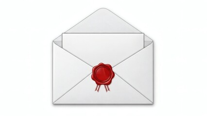 Elegant Open Envelope with Red Wax Seal and Ribbon Detail