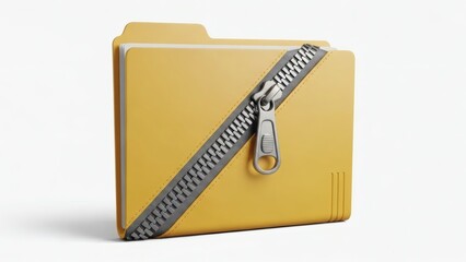Secure Yellow Document Folder Featuring Metal Zipper Lock HD Stock Illustration