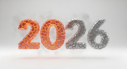 Cracked numbers representing year 2026