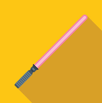 Plasma sword weapon with glowing blade and hilt, casting a long shadow on an orange background