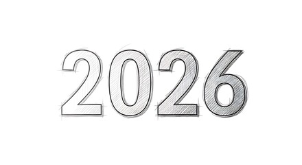New year 2026 pencil sketch illustration