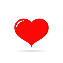 Glossy red heart icon. Love and romance symbol. Like and favorite sign
