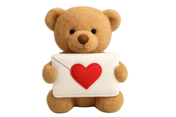 Teddy bear holding heart envelope message of love