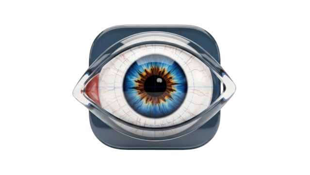 3D Eye Icon with Eyeball and Lens on White Background - Powered by Adobe
