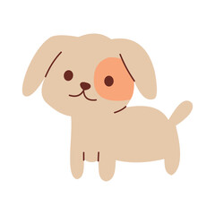 Cute Puppy Dog Illustration in Flat Style Isolated on White Background