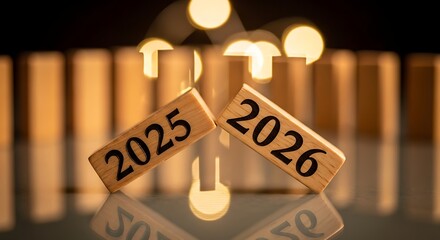 Transitioning to 2026 from 2025 with wooden blocks