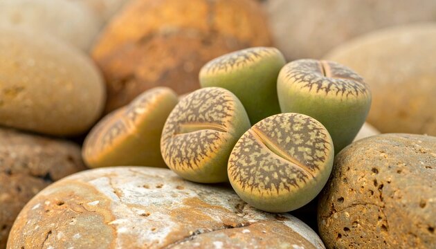 Close-up of living stones plants.