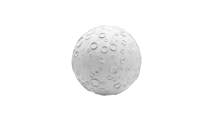 3D Rendered Moon with Craters on White Background
