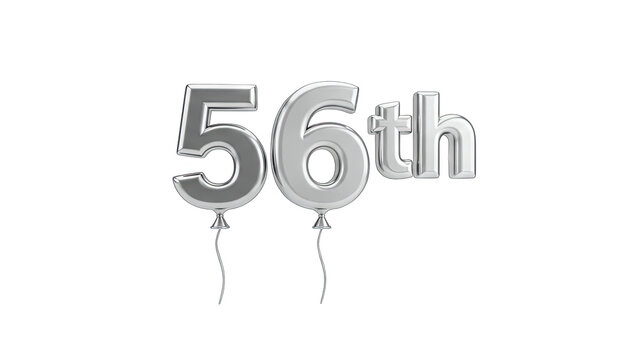 56th Anniversary Balloons Floating on White Background