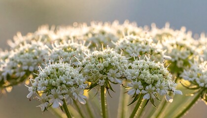 Close-up of white wildflower blooms.