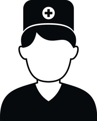 Medical professional icon wearing a scrub cap with a white cross symbol