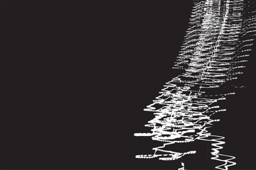 Glitch Style White Signal Waves and Distorted Light Lines on Black Background