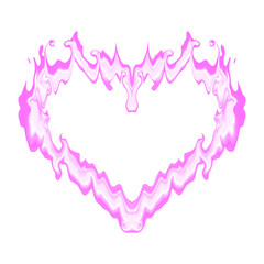 Abstract pink flame heart shape with soft fluid edges and symmetrical form, isolated as a PNG with a transparent background. Ideal for romantic, playful, and modern graphic design projects.