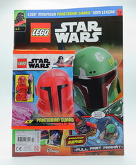 Fototapeta premium Star wars Lego. Boba Fett magazine. Swedish text.
