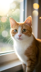 cat on window , portrait eyes adorable
