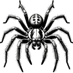 Detailed Lineal Hand-Drawn Spider for Spooky Themes