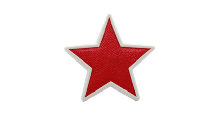 Red Star Patch on Transparent Background
