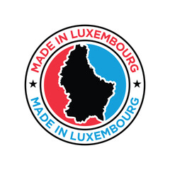 made in luxembourg stamp design with map	
