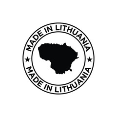made in lithuania stamp label with map with black color

