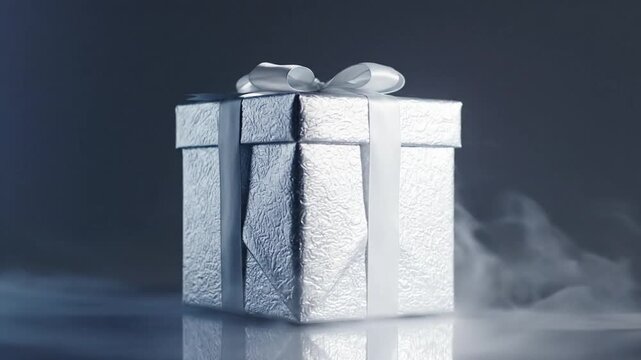 Three elegantly wrapped gift boxes in black and white on a smoky background