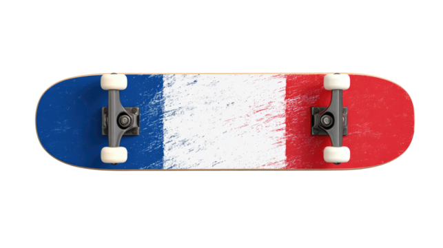 Skateboard with French Flag on Transparent Background - Powered by Adobe