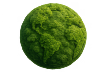 Earth globe showcasing continents covered in vibrant green grass, symbolizing a healthy planet, nature, and ecological preservation