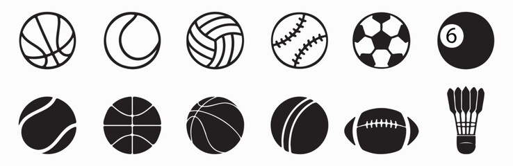 Fototapeta premium Sports Ball Icon Set Collection