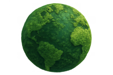 Green earth globe experiencing growth, ecology and sustainability concept, preserving nature, transparent background