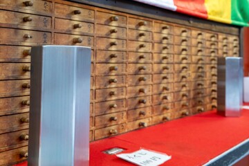 東京都、浅草寺のみくじ場