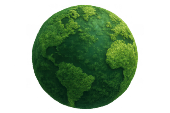 Green earth globe experiencing growth, ecology and sustainability concept, preserving nature, transparent background - Powered by Adobe