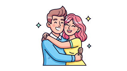 Two cartoon foxes with a heart isolated on transparent background for valentine&rsquo;s day