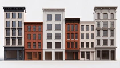 Obraz premium Row of Diverse Urban Buildings with Storefronts.