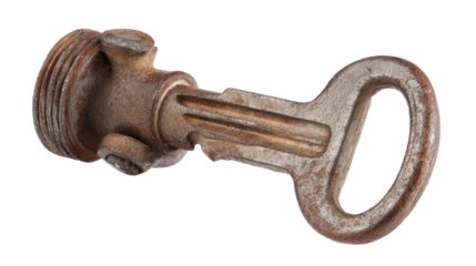 Vintage Rusty Metal Key on Black