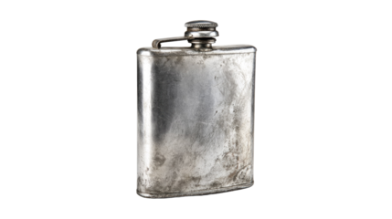 Vintage Silver Flask on Isolated Background