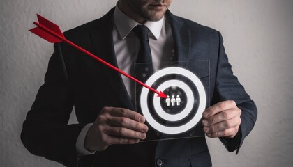 A professional businessman in a suit uses his finger to touch an email symbol button, representing a successful communication technology concept for people in the office