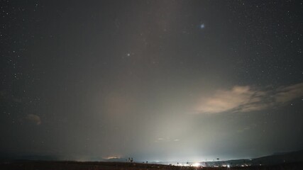 night sky over the sea, time-lapse