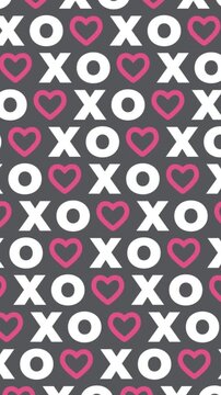 Hearts and kisses repeating pattern on grey background