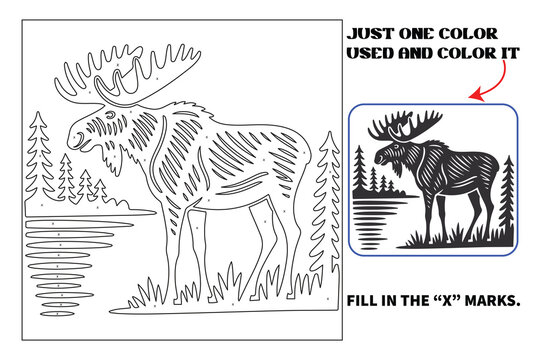 Animals monochrome coloring pages for all ages. just one pen, one color, and one page for Amazon book interior designs.  