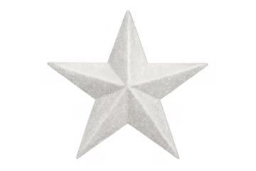 White glitter star ornament for christmas and holiday decoration, glittering sparkling celebration element on transparent