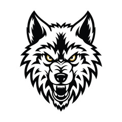 Naklejka premium Lion Head Vector Illustration of a Powerful Wild Animal Mascot Logo in Black and White