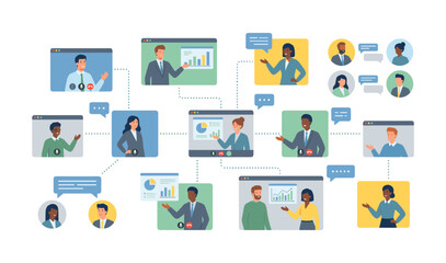 Global business team connecting during online video conference
