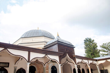 courtyard view of emirsultan mosque , ottoman medieval period, Bursa