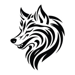 Obraz premium Wolf Head Mascot Vector Illustration in Bold Tribal Style
