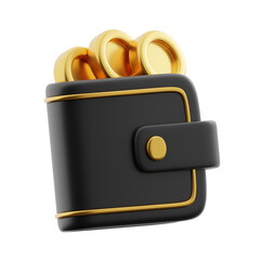 Wallet with coins 3d illustration