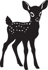 Cute Fawn Silhouette, Baby deer icon, Cute Dear Silhouette icon
